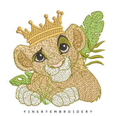 Charming Simba with Crown Embroidery Design - 5 Sizes | Disney's Lion King | FineryEmbroidery - FineryEmbroidery